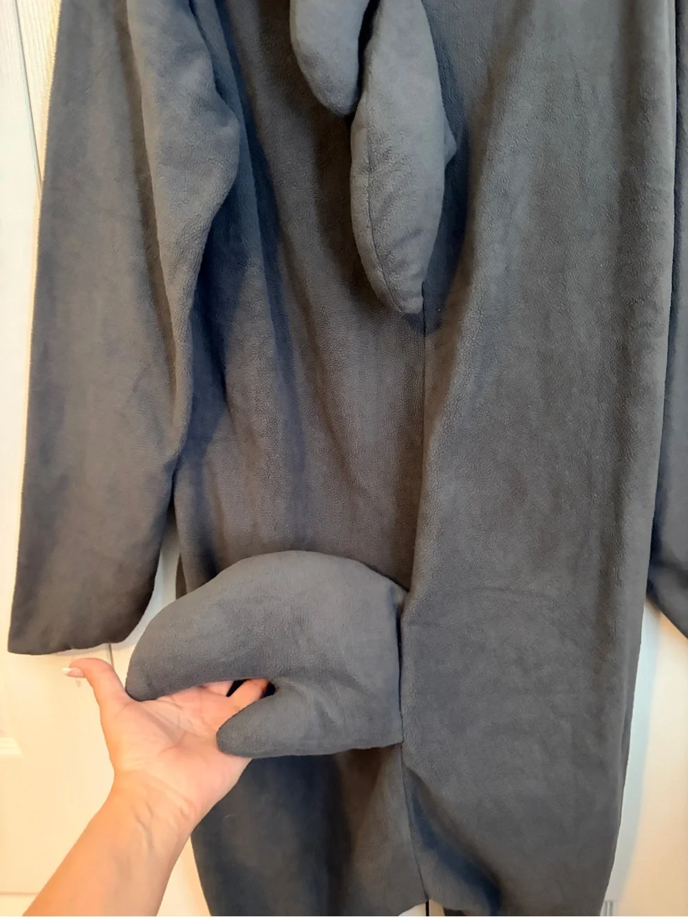 Adult/teen Gray & White Shark Hooded Costume Onesie-SIZE M